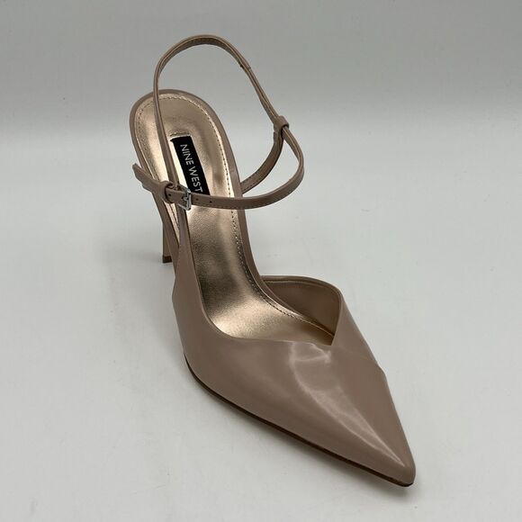 Nine West Franka Pump Women 10.5M Light Natural Patent Ankle Strap Stiletto Heel - Picture 10 of 15